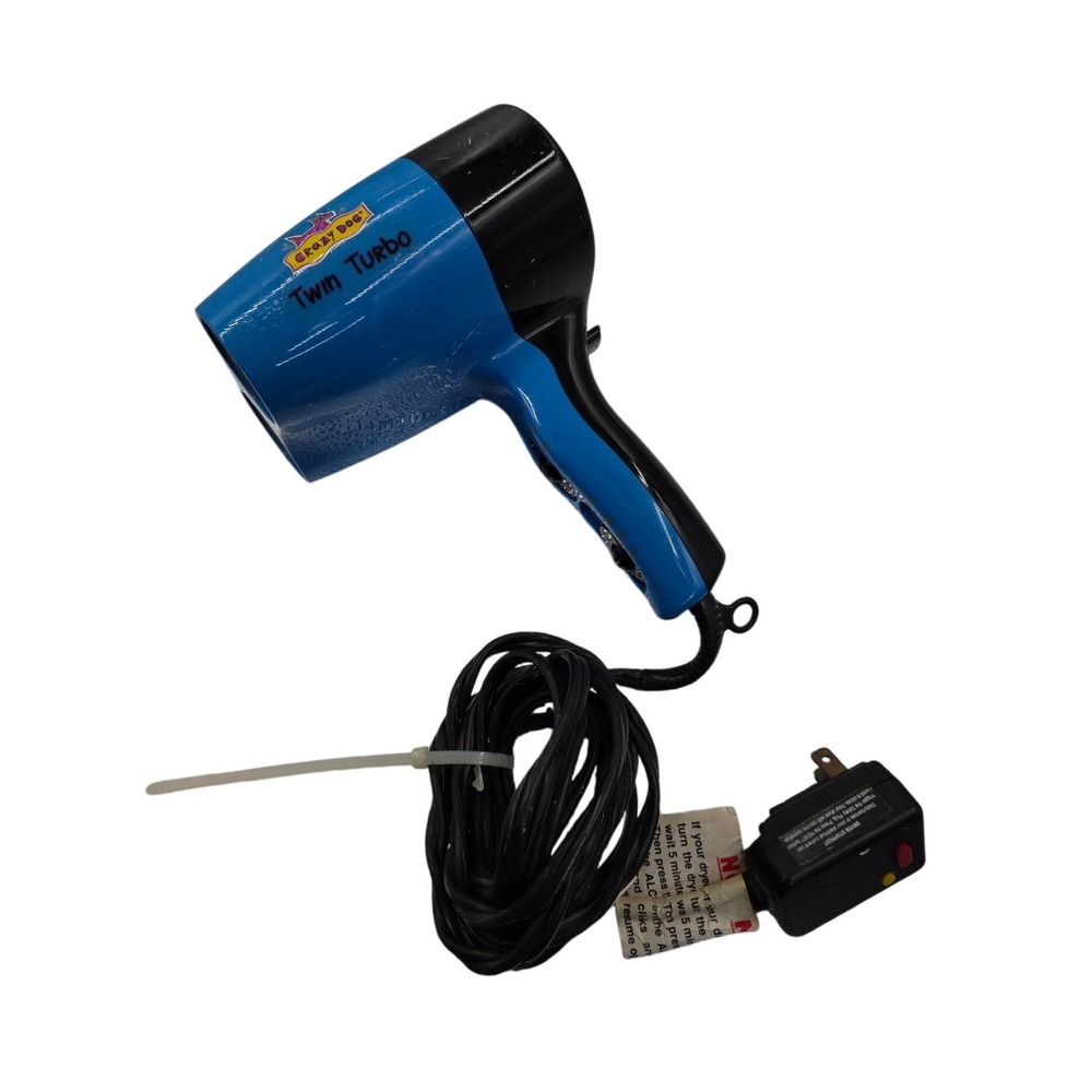 Crazy Dog Twin Turbo Professional Pet Grooming Hair Dryer Blue Dual Motor O2